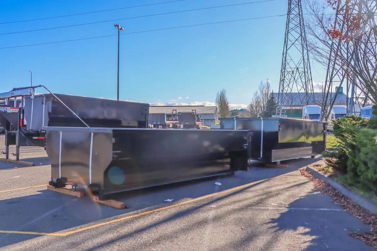 Roll-off dumpster ready for waste disposal at job site for 20 Yard Dumpster Rental in West Orange